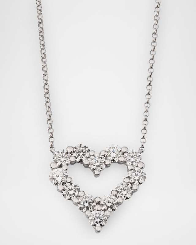 18K White Gold Heart Diamond Pendant, 1.80tcw